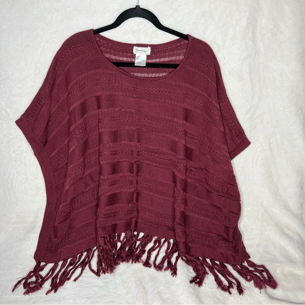 Knit Poncho with Fringe from Grace and Lace